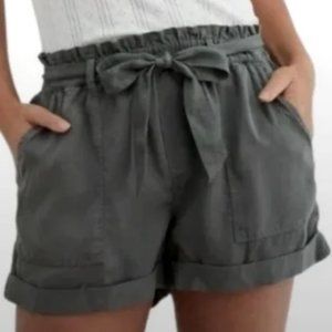 Aerie Lyocell High Waisted Elasticized Paperbag Camp Shorts Dark Grey - XS